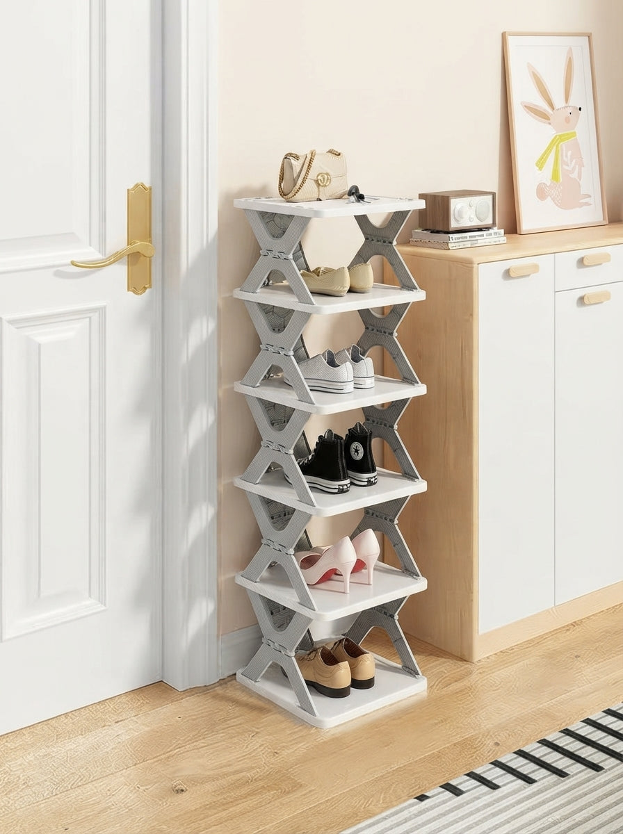 A South Asian woman using a modern dumpling press in a minimalist, terracotta-toned kitchen.